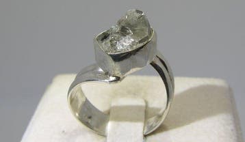 Herkimer-diamant ring - Hoogte: 29.7 mm - Breedte: 21.4 mm-