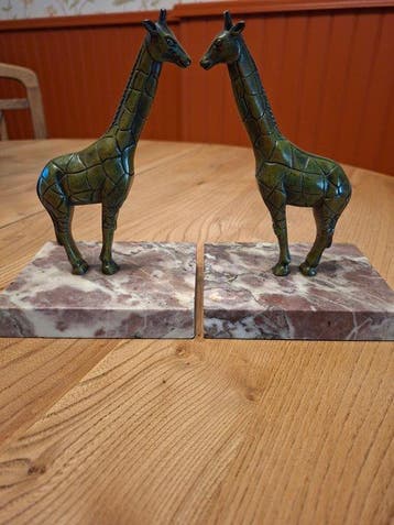 Boekensteunen - Gepatineerd brons - Art Déco MOLINS, Antiek en Kunst