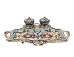 Ravissant encrié et porte plume en laiton Cloisonné -