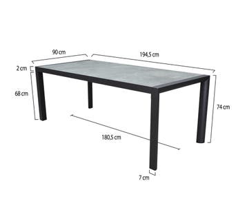 Dexter dining tuintafel 194x90xH74,5 cm antraciet, Ophalen of Verzenden, Nieuw