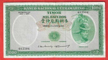 Timor. - 1000 Escudos - 21/03/1968 - Pick 30 (Zonder