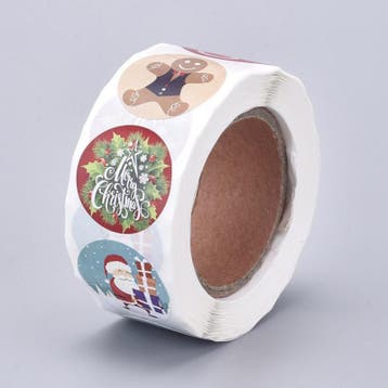 1 rol 500 stickers Wensetiket zegel rond 25mm Kerst 8 soo..., Ophalen of Verzenden, Nieuw