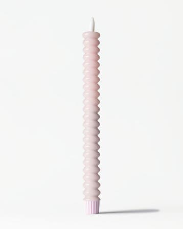 HEMA Led dinerkaars 2.5x27.3cm ribbel lichtroze, Verzenden, Nieuw
