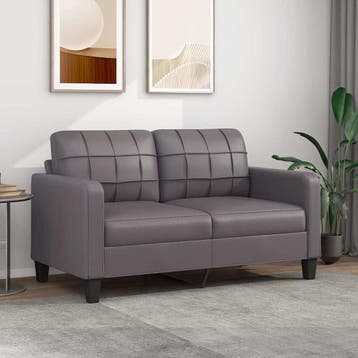 vidaXL Tweezitsbank 140 cm kunstleer grijs, Verzenden, Leer, Minder dan 150 cm, Nieuw