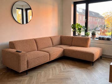 Hoekbank Huizen - hoekbanken - Cognac, Nieuw, 150 cm of meer, Stof, 250 tot 300 cm