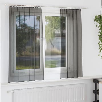 vidaXL Gordijnen voile met roedezakken 2 st zwart, Huis en Inrichting, Stoffering | Gordijnen en Lamellen, Verzenden, Nieuw, Zwart