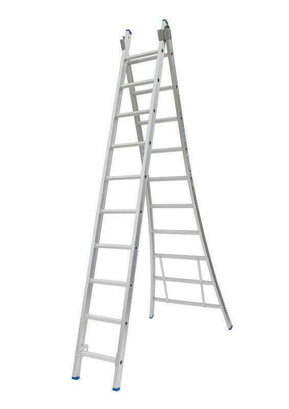 Solide | 2-delige ladder | 2 x 10 sporten | Dubbelzetbaar, Doe-het-zelf en Verbouw, Ladders en Trappen, 4 meter of meer, Opvouwbaar of Inschuifbaar