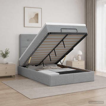 vidaXL Ottoman bed met matras Lichtgrijs 120 x 200 cm Stof, Verzenden, Nieuw, Twijfelaar
