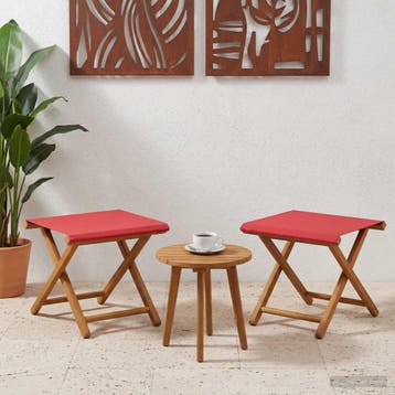 vidaXL Ligstoel 2 pcs massief eucalyptushout Rood, Verzenden, Nieuw