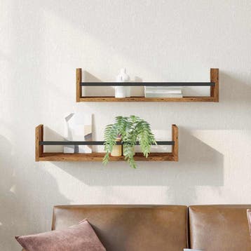 vidaXL Wandplank Muurmontage 2 st Oudhout 60 x 16 x 14 cm, Verzenden, Nieuw