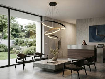 Veiling - Hanglamp Zand Zwart en Goud Trio Ring 50W LED CCT, Nieuw