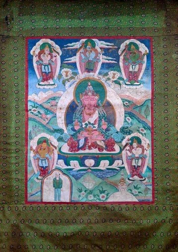 Prachtig thangka-schilderij met Amitayus - Nepal - Begin 20e, Antiek en Kunst