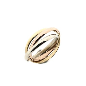 Tricolor gouden trinity ring, Sieraden, Tassen en Uiterlijk, Ringen, Gebruikt, Ophalen of Verzenden, Kleiner dan 17, Dame