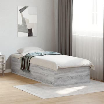 vidaXL Bedframe bewerkt hout grijs sonoma eikenkleurig, 90 cm, Eenpersoons, Verzenden, Nieuw
