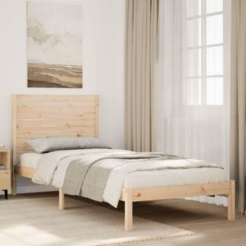 vidaXL Bedframe extra lang zonder matras massief hout 90x220, Huis en Inrichting, Eenpersoons, Bruin, Verzenden, Nieuw