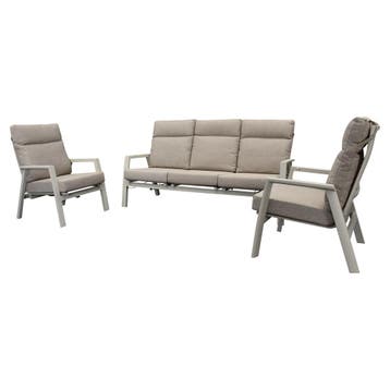 Vegas stoel bank loungeset 3 delig verstelbaar aluminium, Ophalen of Verzenden, Nieuw