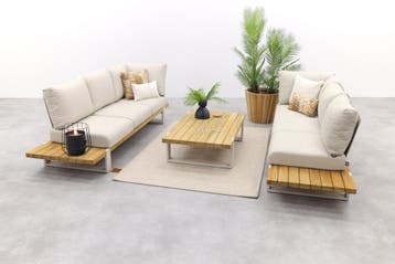 Suns Nardo Ibiza loungeset - camel Sand/ natural weave, Tuin en Terras, Tuinsets en Loungesets, Verzenden, Nieuw, Hout, Loungeset