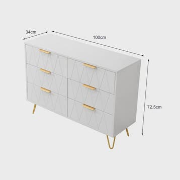 Moderne Witte Ladekast 100x34x73 cm met 6 Lades - Stijlvolle, Verzenden, Nieuw