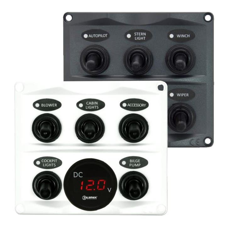 Schakelpaneel 12 - 24V 5 Schakelaars + Voltmeter, Watersport en Boten, Bootonderdelen, Nieuw, Zeilboot of Motorboot, Ophalen of Verzenden