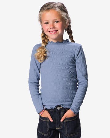 HEMA Kinder T-shirt ruches blauw 30% korting ; vanaf 9.99, Verzenden, Nieuw