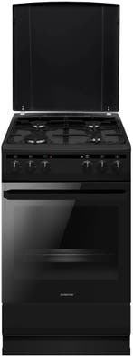 Inventum VFG5020GZWA gas fornuis - zwart - 50 cm breed, Verzenden, Nieuw, 4 kookzones, Energieklasse A of zuiniger