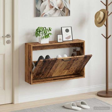 vidaXL Wandgemonteerde Schoenkast HOORN 71 x 17 x 43 cm, Verzenden, Nieuw
