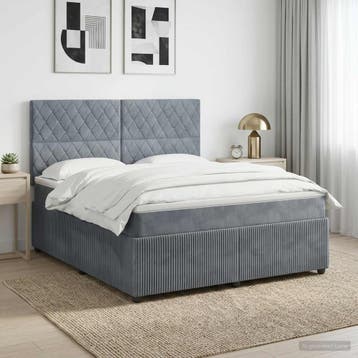 vidaXL Boxspringbed met matras Donkergrijs 140 x 190 cm, Verzenden, Nieuw, Tweepersoons, Stof