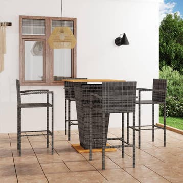 vidaXL 5-delige Tuinbarset grijs, Verzenden, Nieuw, 4 zitplaatsen