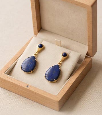 Lapis Lazuli AA+, goudgeplateerd - Oorbellen, Verzamelen