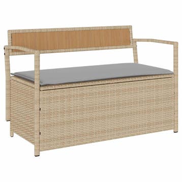 vidaXL Tuinbank met kussen beige polyrotan, Verzenden, Nieuw