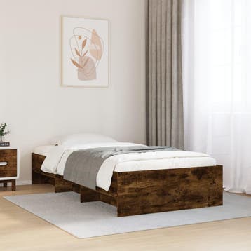 vidaXL Bedframe zonder matras hout gerookt eikenkleurig, 90 cm, Eenpersoons, Bruin, Verzenden