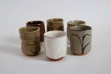Karatsu Ware Yunomi-set — zes glazuurtypen - Steengoed -