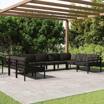 vidaXL 9-delige Loungeset met kussens aluminium, Verzenden, Nieuw, Aluminium, Loungeset