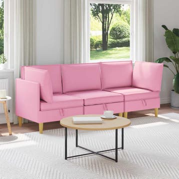 vidaXL Modulaire Sofa Set met Opslag 3 pcs Roze Stof, Huis en Inrichting, Verzenden, Nieuw