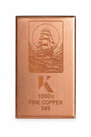 1 kilogram - Koper .999 - Kinesis Mint Kupferbarren polierte