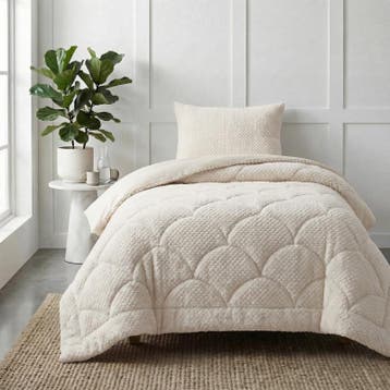 Lazy all-in-one dekbed Teddy fur - beige - 140 x 200 cm |, Verzenden, Nieuw, Beige