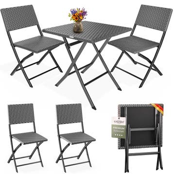 Tuinset van polyrotan, 3-delig, antraciet (Tuinsets), Verzenden, Nieuw