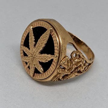 Ring - 9 kt. Geel goud - Vintage 9K cannabisring, Nieuw