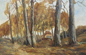 Xeno Munninghof (1873-1944) - Oud huis in een Boslandschap