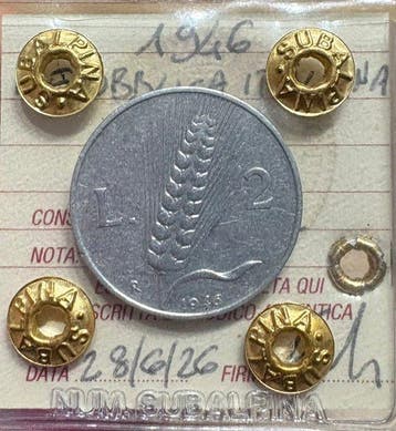 Italië. 2 Lire 1946 Spiga