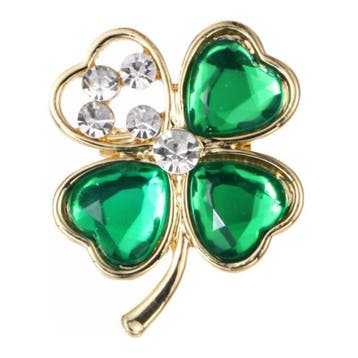Fako Bijoux - Broche - Klavertje Vier - Groen - Kristal -, Verzenden, Nieuw