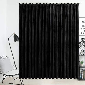 vidaXL Gordijn verduisterend met haken 290x245 cm fluweel, Verzenden, Nieuw, Zwart