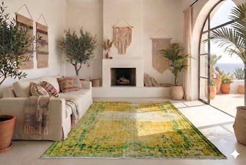 Geel vintage - Vloerkleed - 260 cm - 175 cm - met, Nieuw