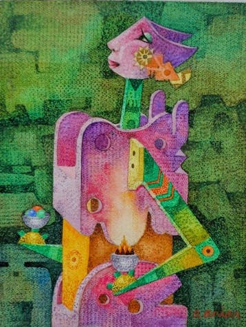 Orlando Arias Morales (1954) - Figura con ofrenda