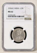 Brits India. George VI. 1/2 Rupia 1936 - NGC MS62 (Calcuta)