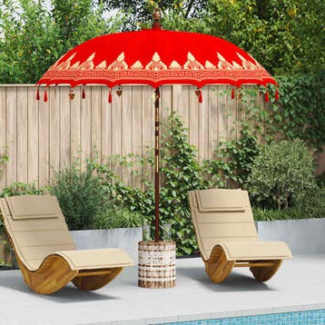 vidaXL Balinese parasol met basis Rood 215 x 215 x 260 cm, Verzenden, Nieuw, 2 tot 3 meter