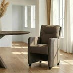 Leren eetkamerstoel Sharp - Toledo Moss (bruin/groen) -, Huis en Inrichting, Stoelen, Ophalen of Verzenden, Nieuw, Leer, Eigentijds, Modern