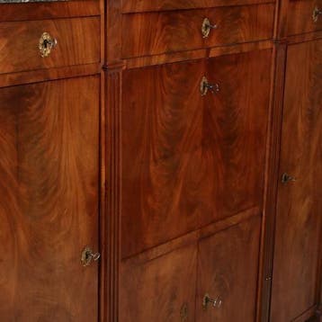 Brede Empire secretaire of bar met zijkasten ca 1810 in maho, Antiek en Kunst, Ophalen of Verzenden