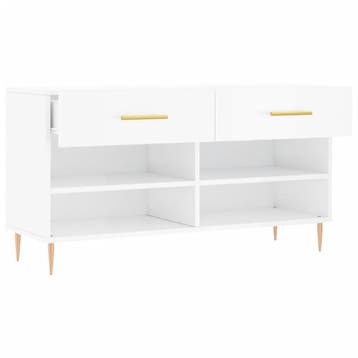 vidaXL Schoenenbank 102x35x55 cm bewerkt hout hoogglans wit, Verzenden, Nieuw