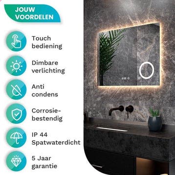 2dekans | Mirlux Badkamerspiegel met LED Verlichting &, Ophalen of Verzenden, Zo goed als nieuw